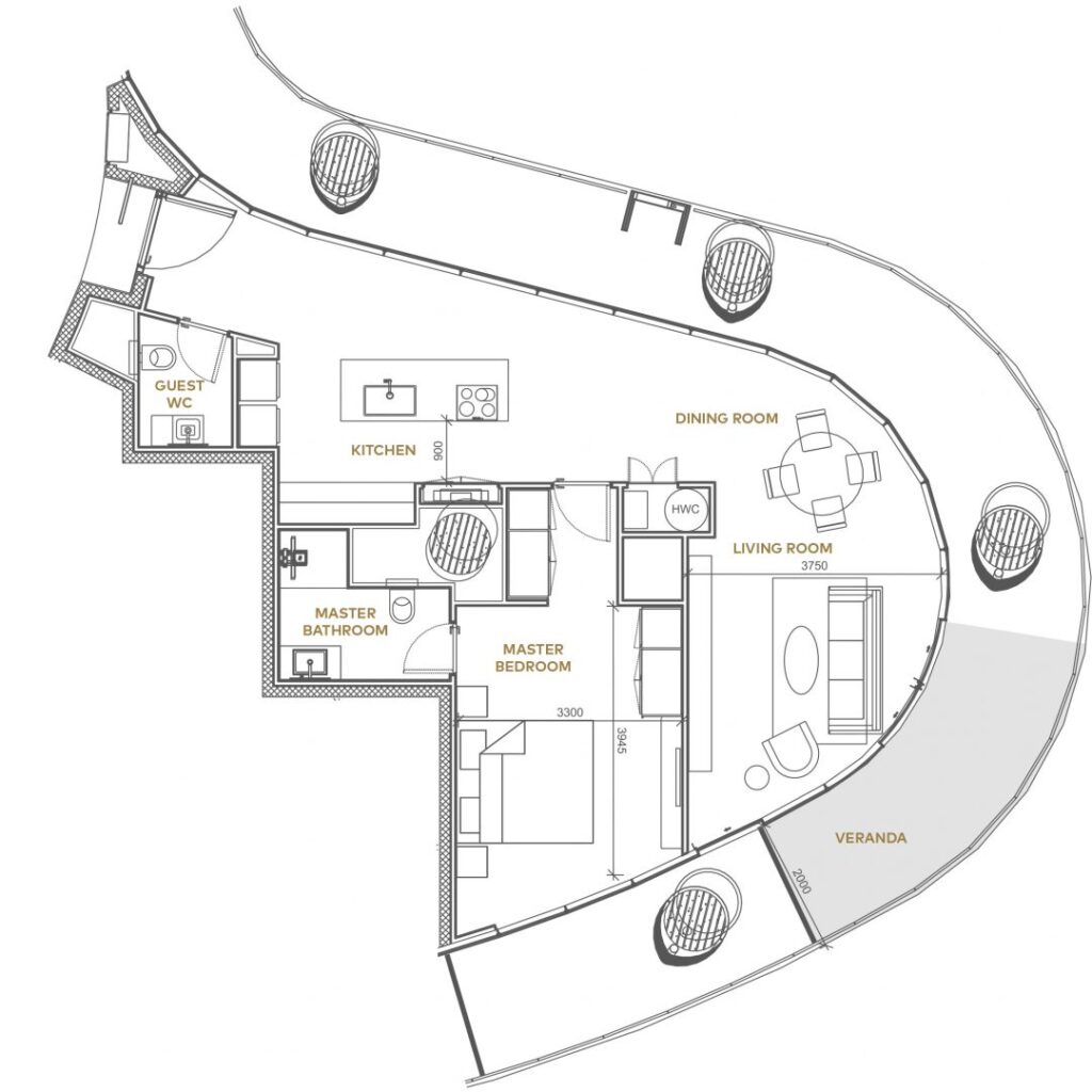 Floorplan for 1-bedroom Apartment, Ayia Napa, Famagusta, Cyprus