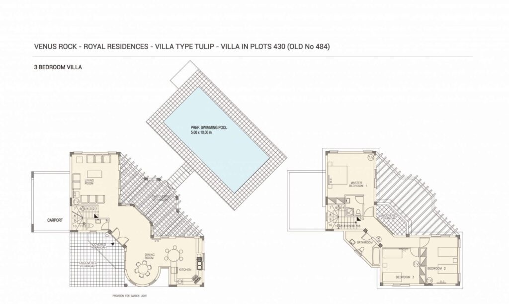 Floorplan for 3-bedroom Villa, Kouklia, Paphos, Cyprus