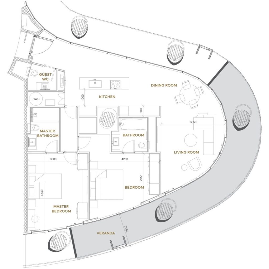 Floorplan for 2-bedroom Apartment, Ayia Napa, Famagusta, Cyprus
