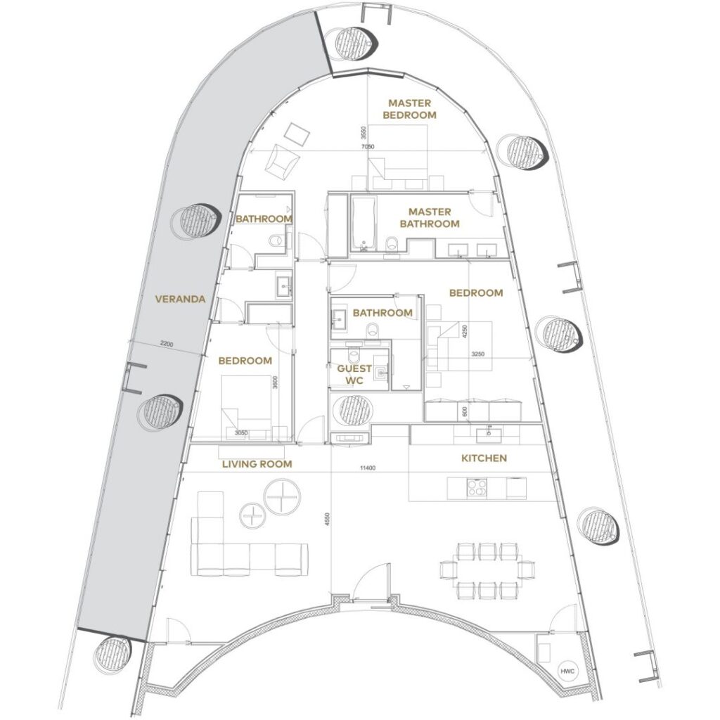 Floorplan for 3-bedroom Apartment, Ayia Napa, Famagusta, Cyprus