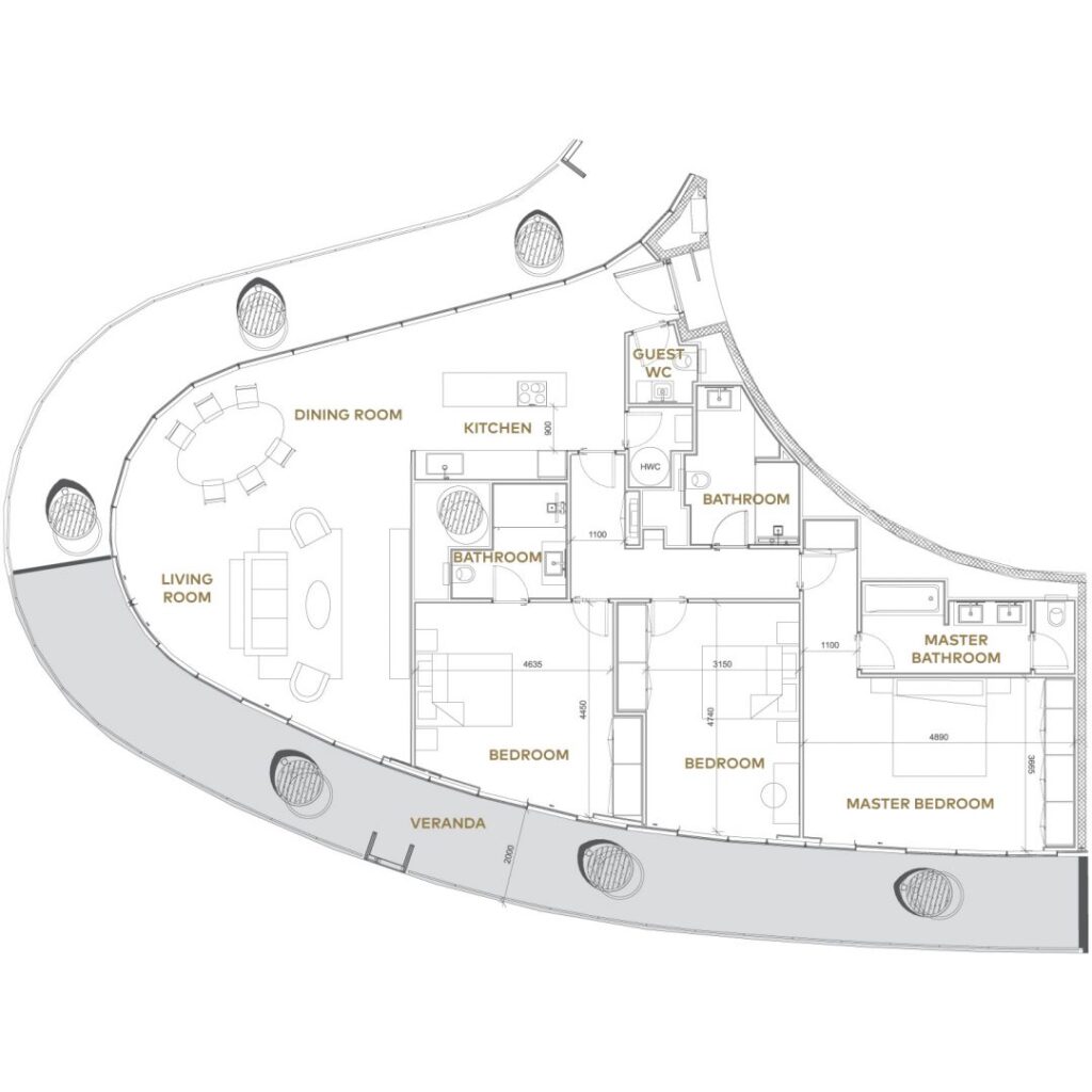 Floorplan for 3-bedroom Apartment, Ayia Napa, Famagusta, Cyprus