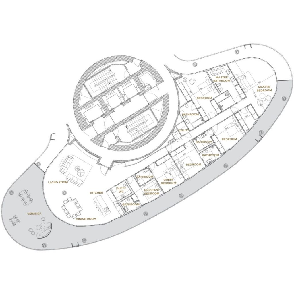 Floorplan for 6-bedroom Penthouse, Ayia Napa, Famagusta, Cyprus