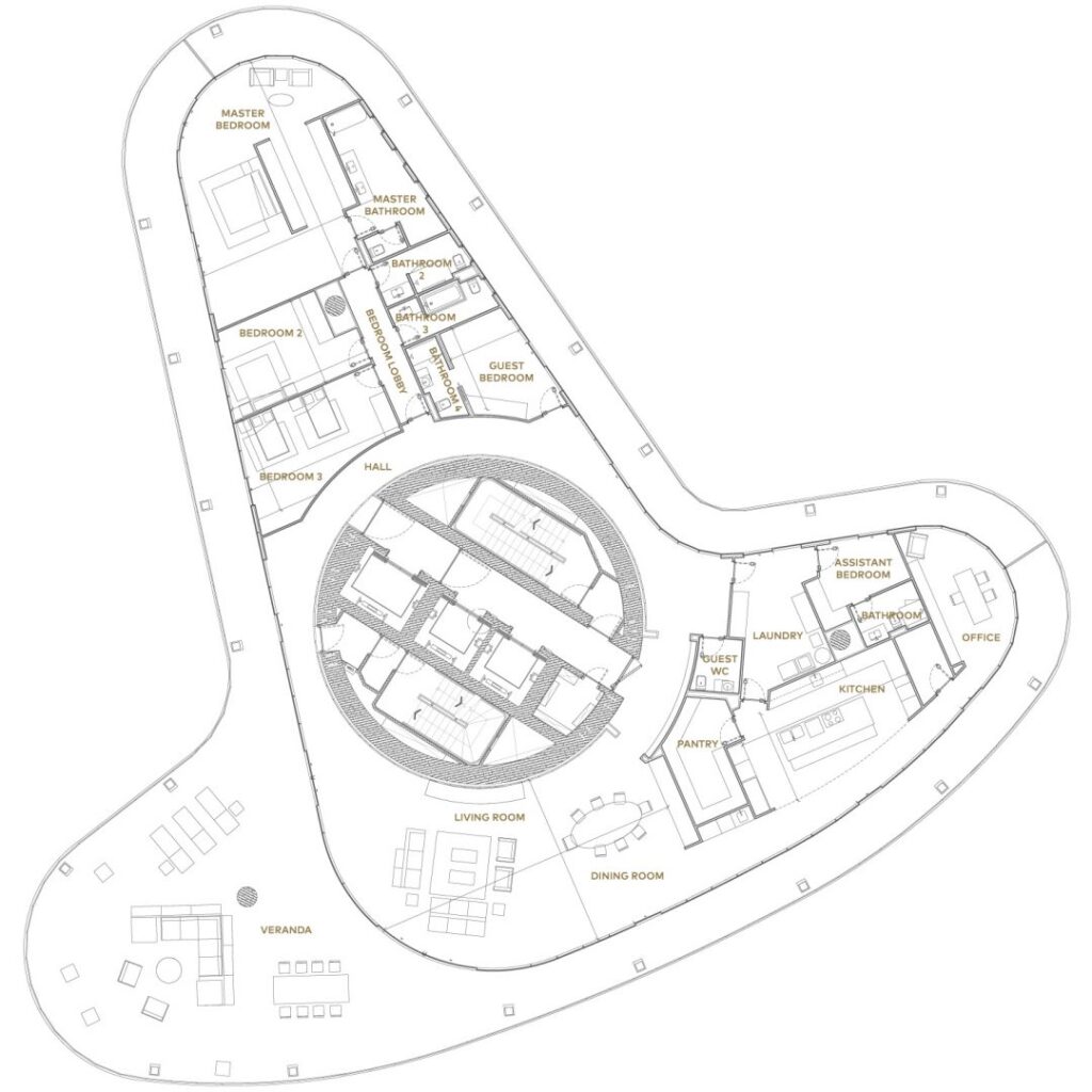 Floorplan for 5-bedroom Penthouse, Ayia Napa, Famagusta, Cyprus