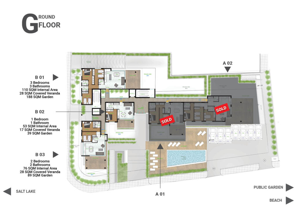 Floorplan for 3-bedroom Apartment, Mackenzie, Larnaka, Cyprus