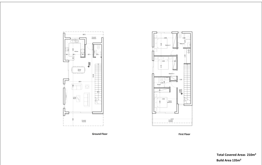 Floorplan for 3-bedroom Villa, Chloraka, Paphos, Cyprus