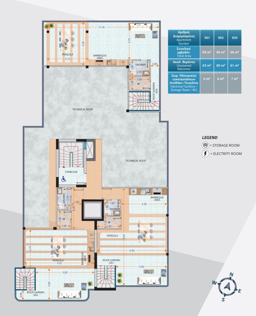 Floorplan for 3-bedroom Penthouse, Mackenzie, Larnaka, Cyprus