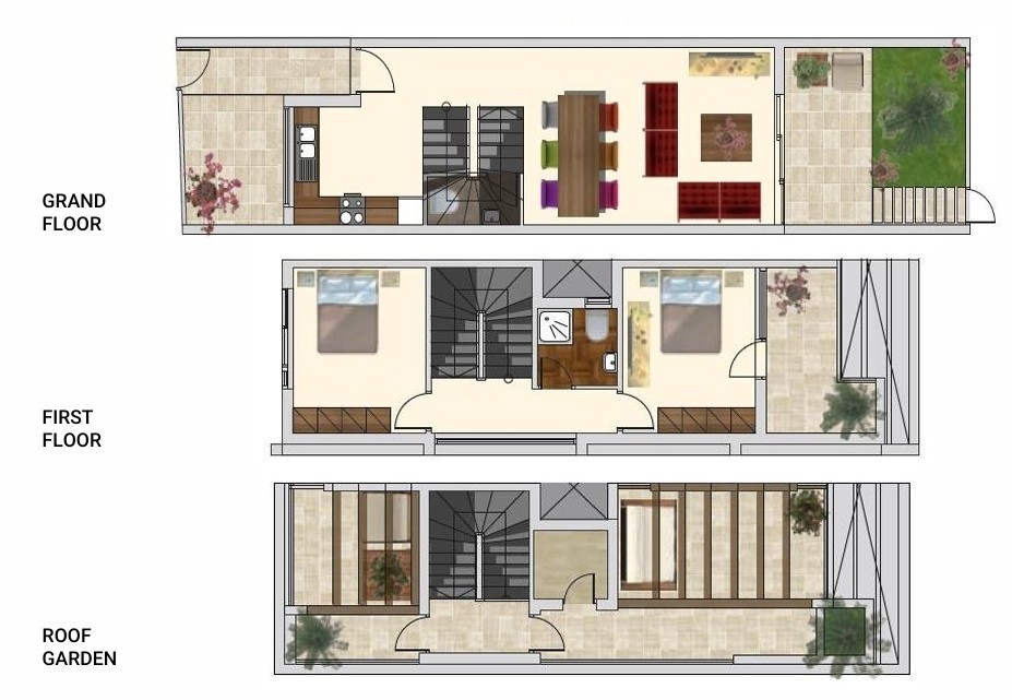 Floorplan for 2-bedroom Maisonette, Germasogeia, Limassol, Cyprus