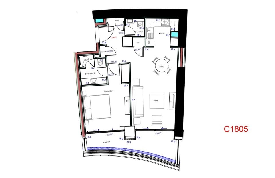 Floorplan for 1-bedroom Apartment, Germasogeia, Limassol, Cyprus