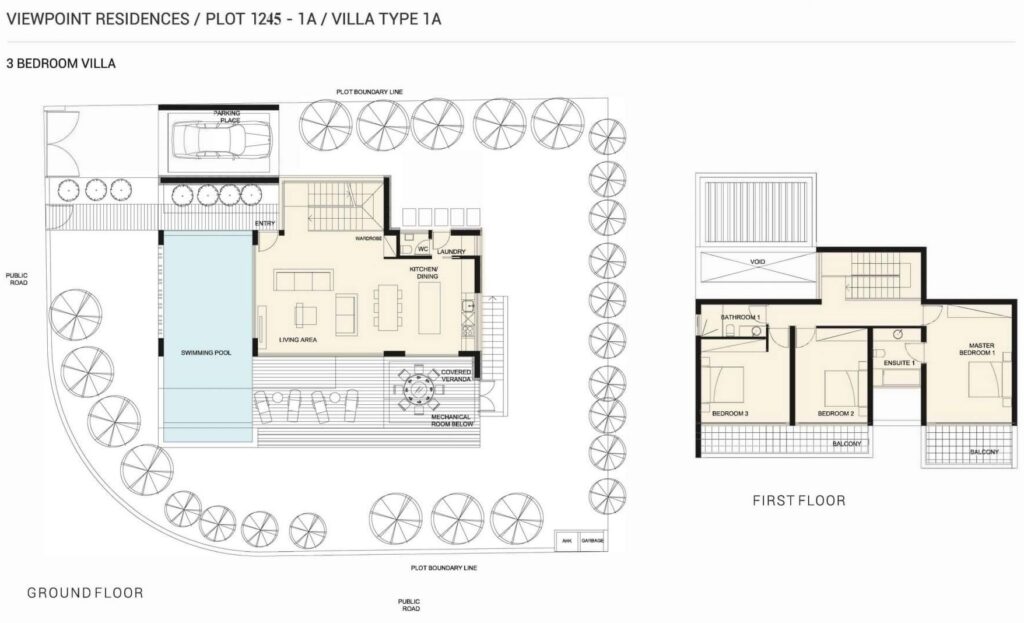 Floorplan for 3-bedroom Villa, Pegeia, Paphos, Cyprus