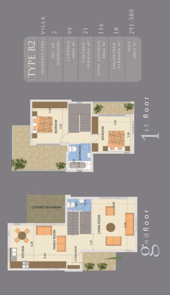 Floorplan for 2-bedroom Villa, Pissouri, Limassol, Cyprus