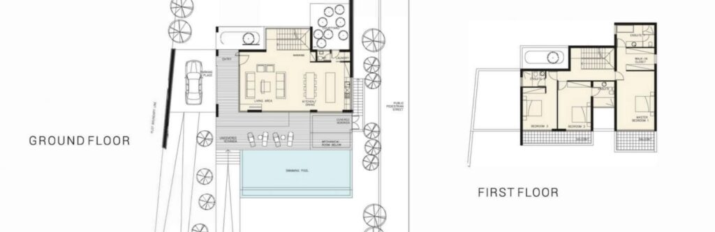 Floorplan for 3-bedroom Villa, Pegeia, Paphos, Cyprus