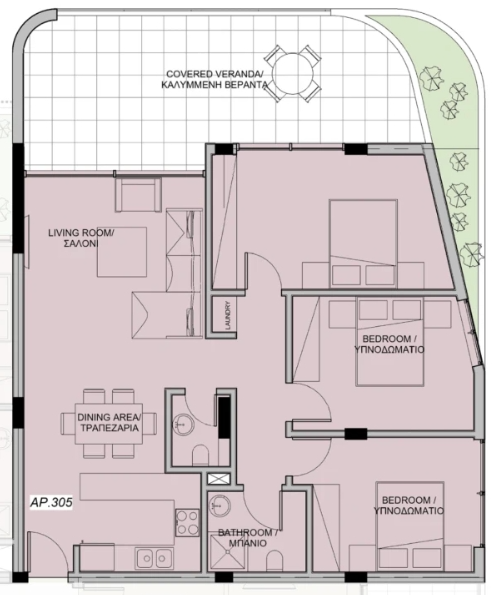 Floorplan for 3-bedroom Apartment, Limassol Town Centre, Limassol, Cyprus