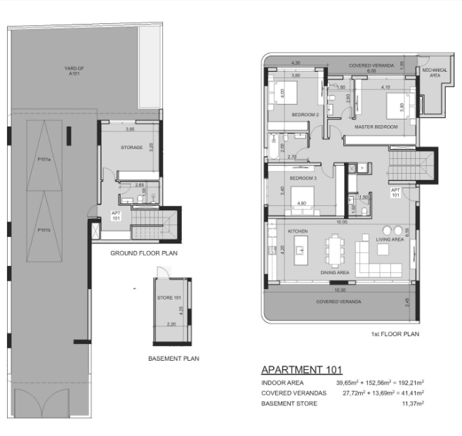 Floorplan for 3-bedroom Duplex Apartment, Germasogeia, Limassol, Cyprus