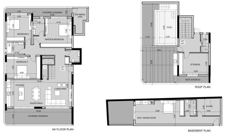Floorplan for 3-bedroom Penthouse, Germasogeia, Limassol, Cyprus
