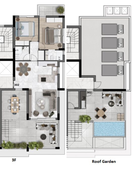 Floorplan for 2-bedroom Penthouse, Agios Athanasios, Limassol, Cyprus