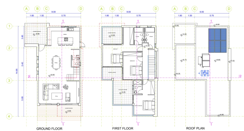 Floorplan for 3-bedroom Villa, Tala, Paphos, Cyprus