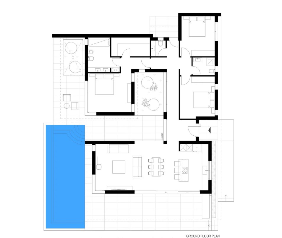 Floorplan for 3-bedroom Bungalow, Tala, Paphos, Cyprus