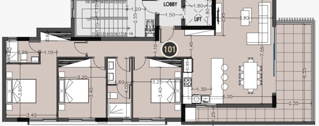 Floorplan for 3-bedroom Apartment, Germasogeia, Limassol, Cyprus