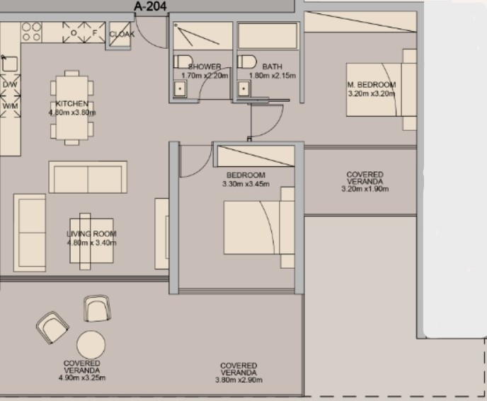 Floorplan for 2-bedroom Apartment, Pafos, Paphos, Cyprus