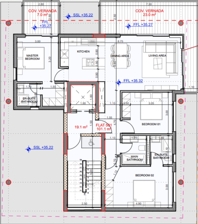 Floorplan for 3-bedroom Apartment, Skala, Larnaka, Cyprus