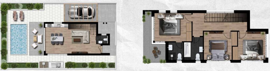 Floorplan for 3-bedroom Villa, Pernera, Famagusta, Cyprus