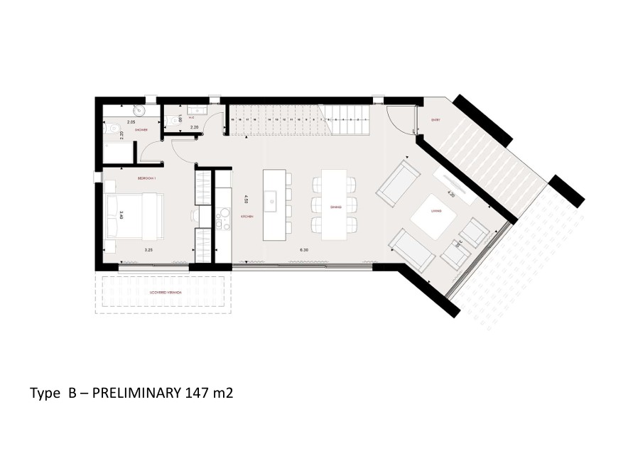 Floorplan for 3-bedroom Detached Villa, Tala, Paphos, Cyprus