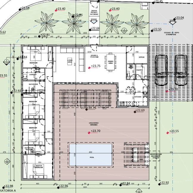 Floorplan for 4-bedroom Bungalow, Pervolia, Larnaka, Cyprus