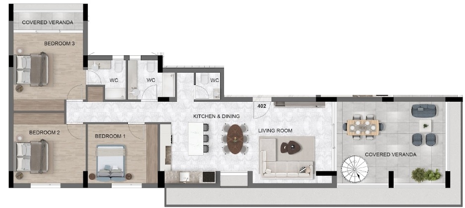 Floorplan for 3-bedroom Bungalow, Livadia, Larnaka, Cyprus