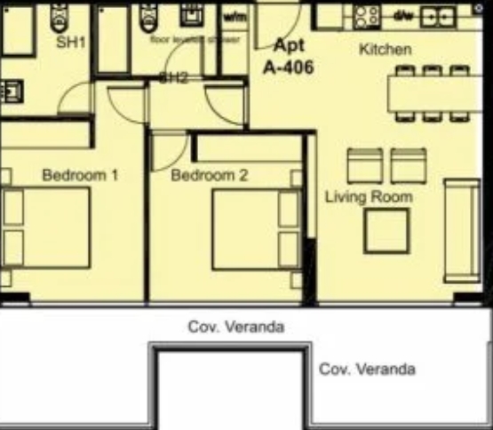 Floorplan for 2-bedroom Apartment, Pafos, Paphos, Cyprus