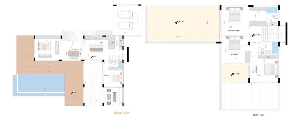 Floorplan for 3-bedroom Detached Villa, Pegeia, Paphos, Cyprus