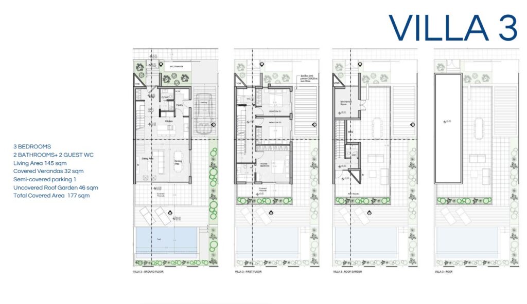 Floorplan for 3-bedroom Detached Villa, Kissonerga, Paphos, Cyprus