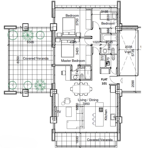 Floorplan for 3-bedroom Apartment, Ayios Tychonas, Limassol, Cyprus