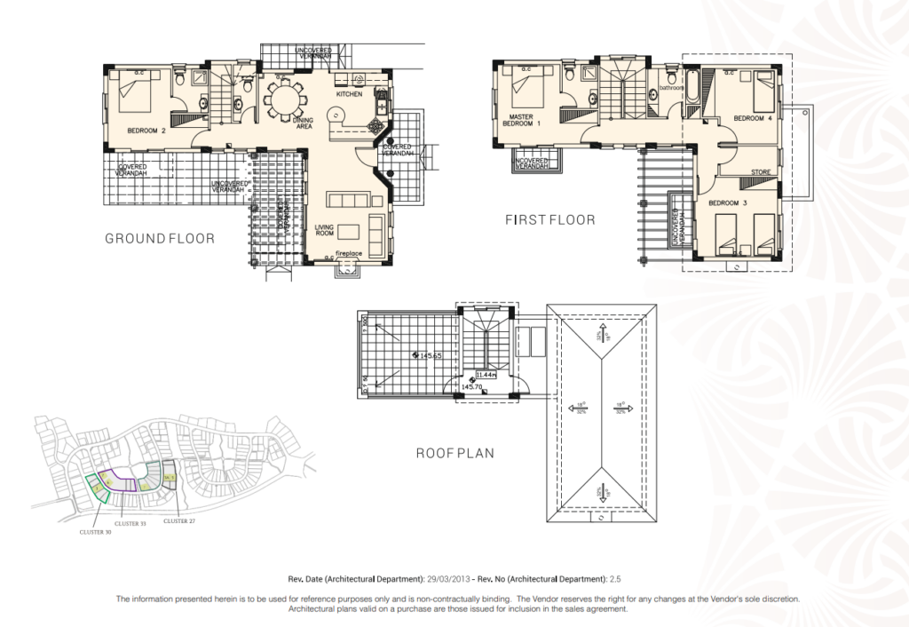 Floorplan for 4-bedroom Villa, Kouklia, Paphos, Cyprus