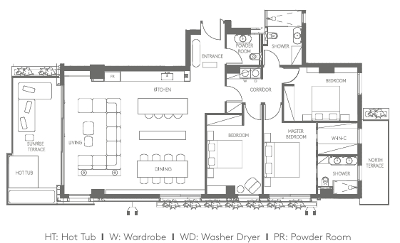 Floorplan for 3-bedroom Apartment, Limassol Town Centre, Limassol, Cyprus