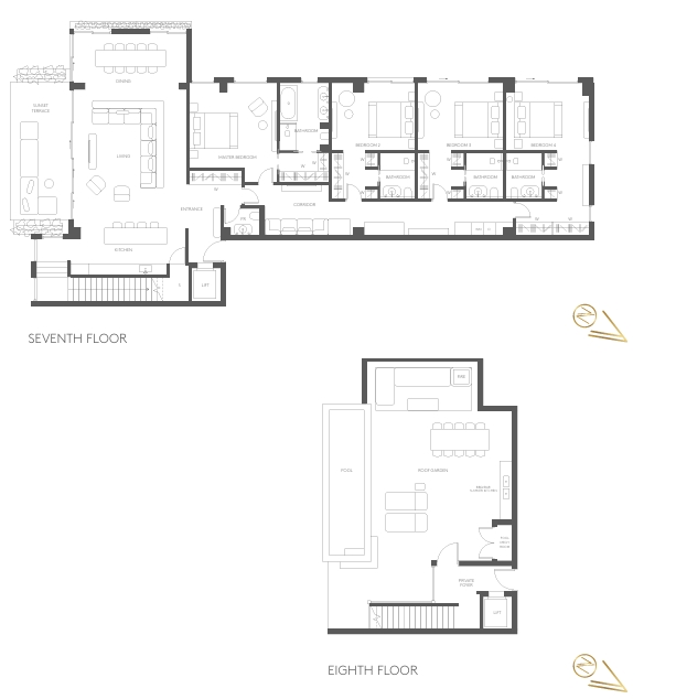 Floorplan for 4-bedroom Penthouse, Limassol Town Centre, Limassol, Cyprus